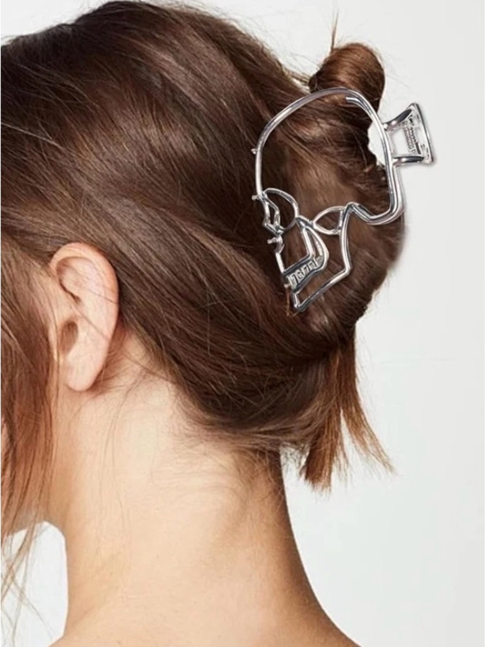 Minimalist Silver Skull Claw Clip